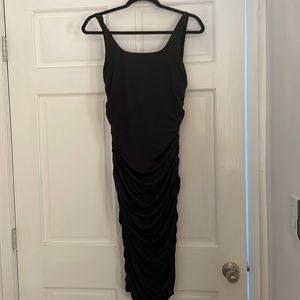 Black midi ruched dress
